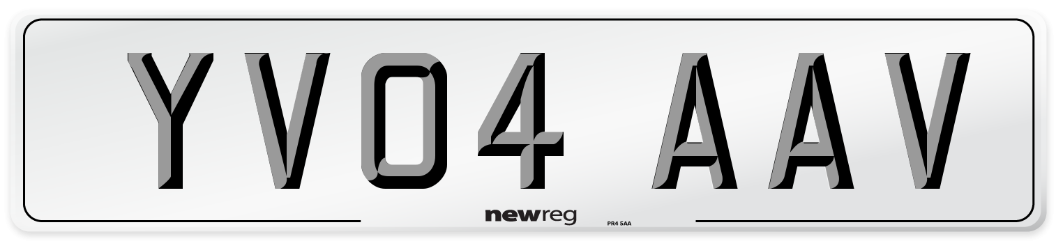 YV04 AAV Number Plate from New Reg